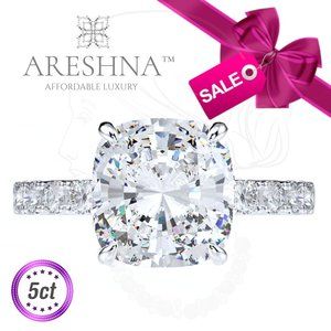 5ct Diamond Cushion Cut Engagement Ring Solid Sterling Silver